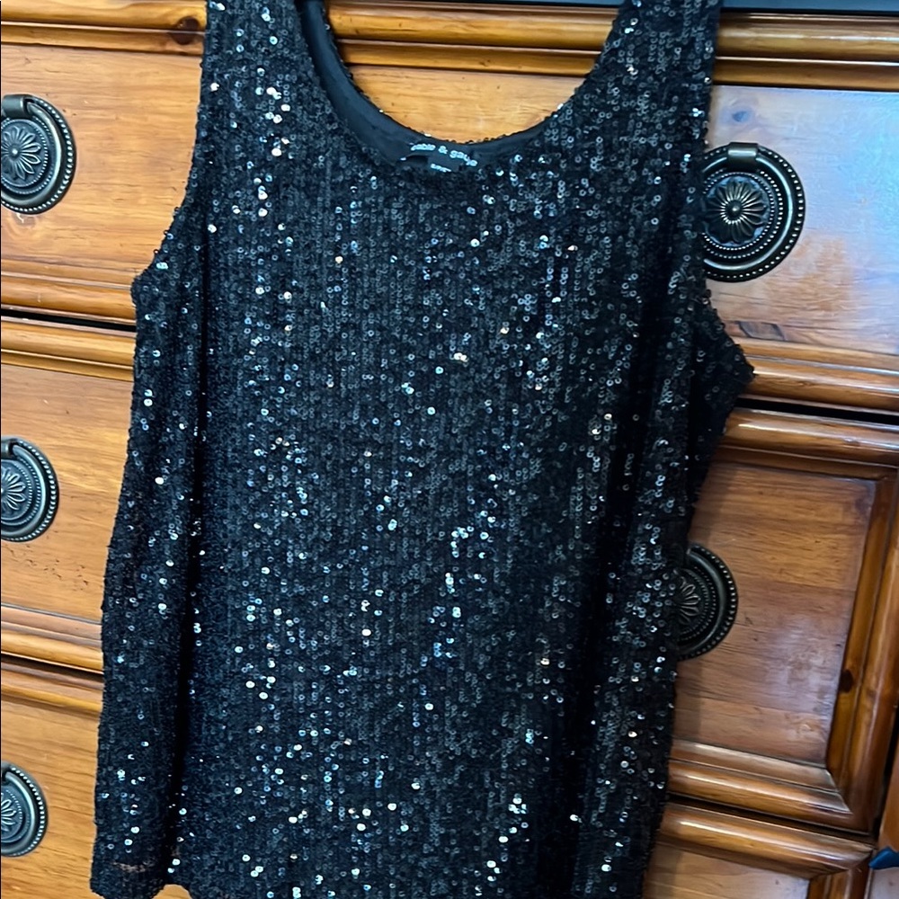 Shimmering Black Sequin Tank Top